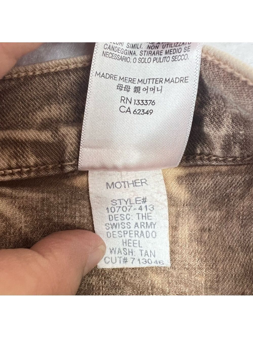 MOTHER Wide Leg Jeans The Swiss Army Desperado Heel Jeans in Tan Sz 28 NWT - Picture 16 of 16